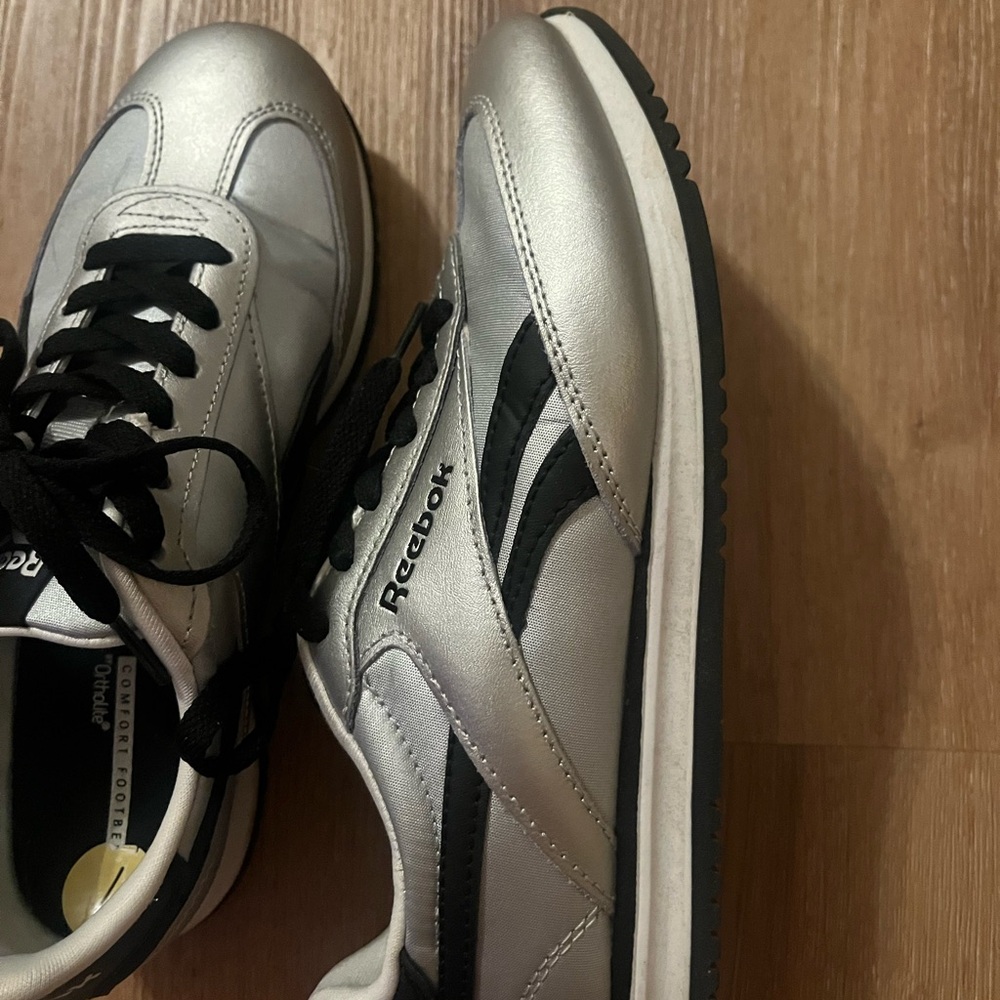 Reebok Silver and Black Sneakers